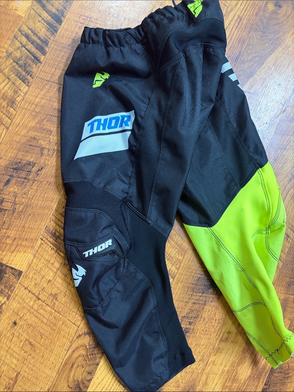 thor Black and Neon Green Kids Motocross Pants